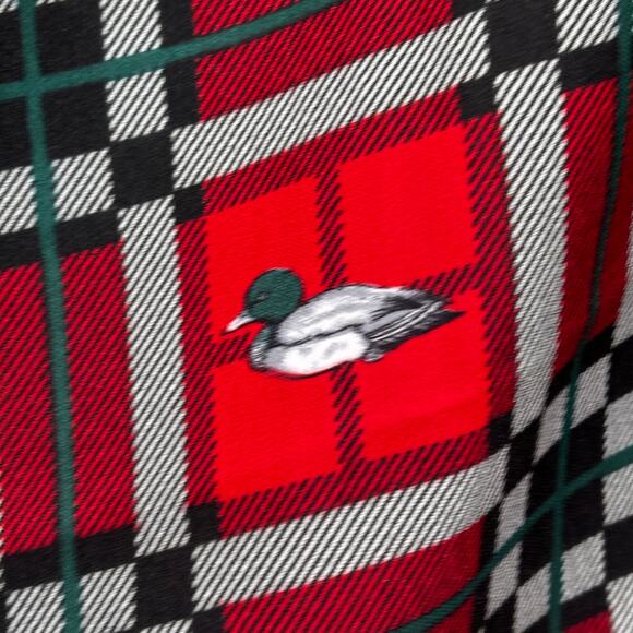 Vintage JP Collections Plaid Duck Scarf Red Green Polyester 45" Square AS IS - Picture 5 of 16